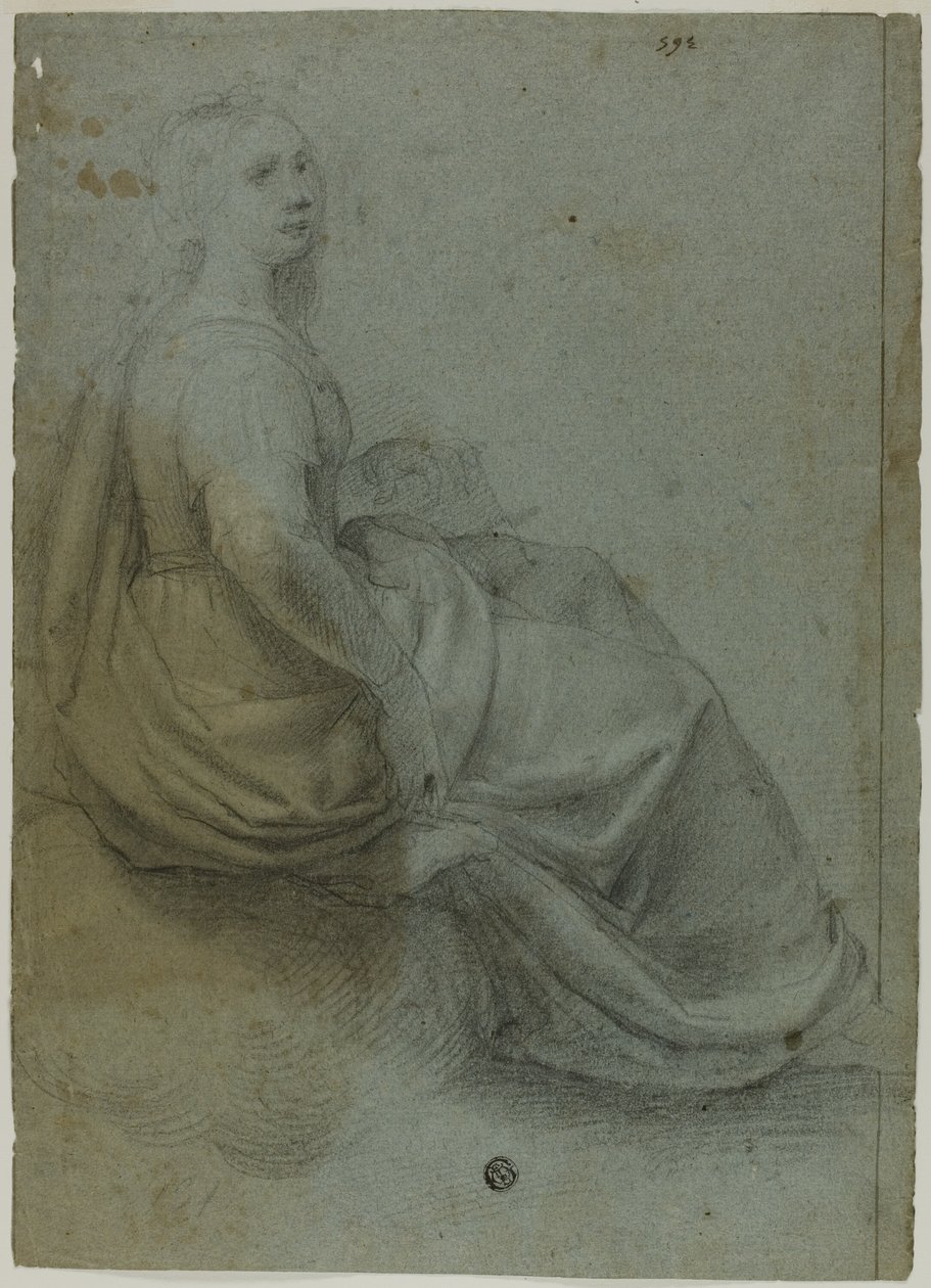 Femme assise de profil, à droite - Domenico Fiasella
