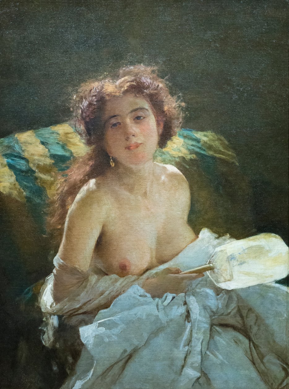 Dame avec un éventail - Domenico Morelli