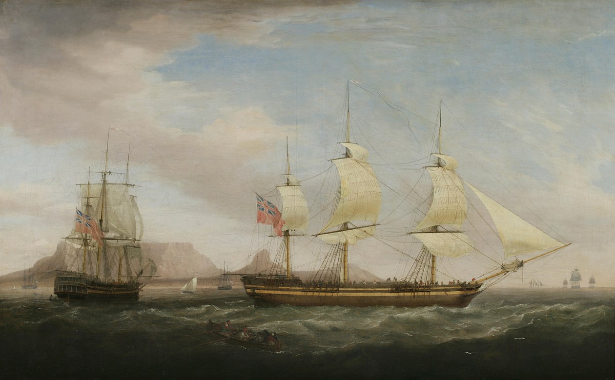 Un navire de la Compagnie des Indes orientales britannique dans deux positions au large de Douvres - Dominic Serres
