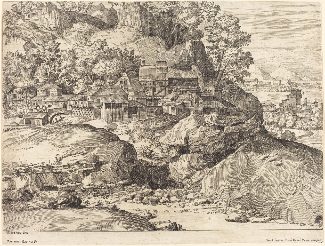 Paysage avec un moulin - Dominique Barrière after Titian