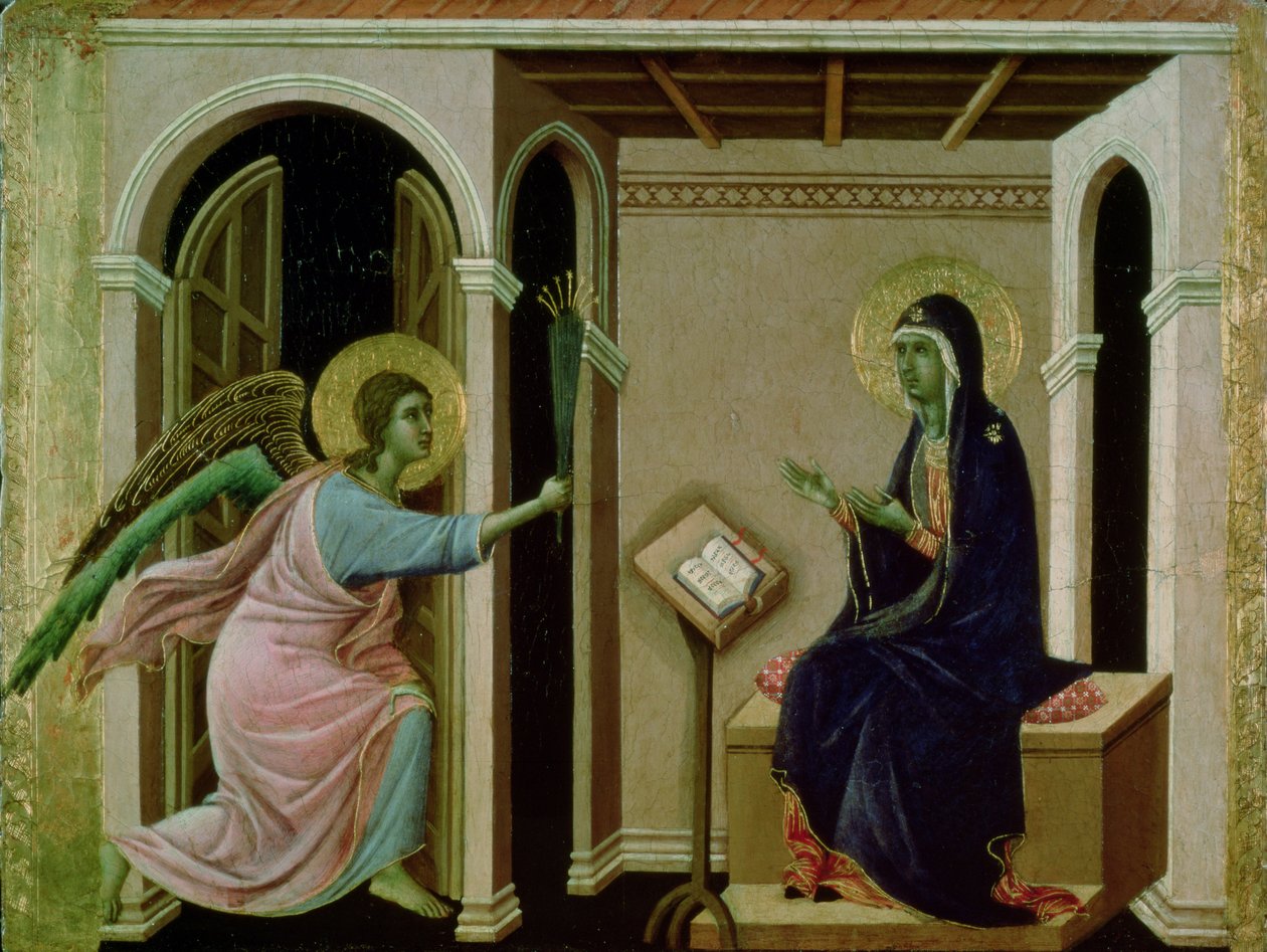 Ange annonçant la mort de Notre Seigneur à Marie (tempera sur panneau) - Duccio di Buoninsegna