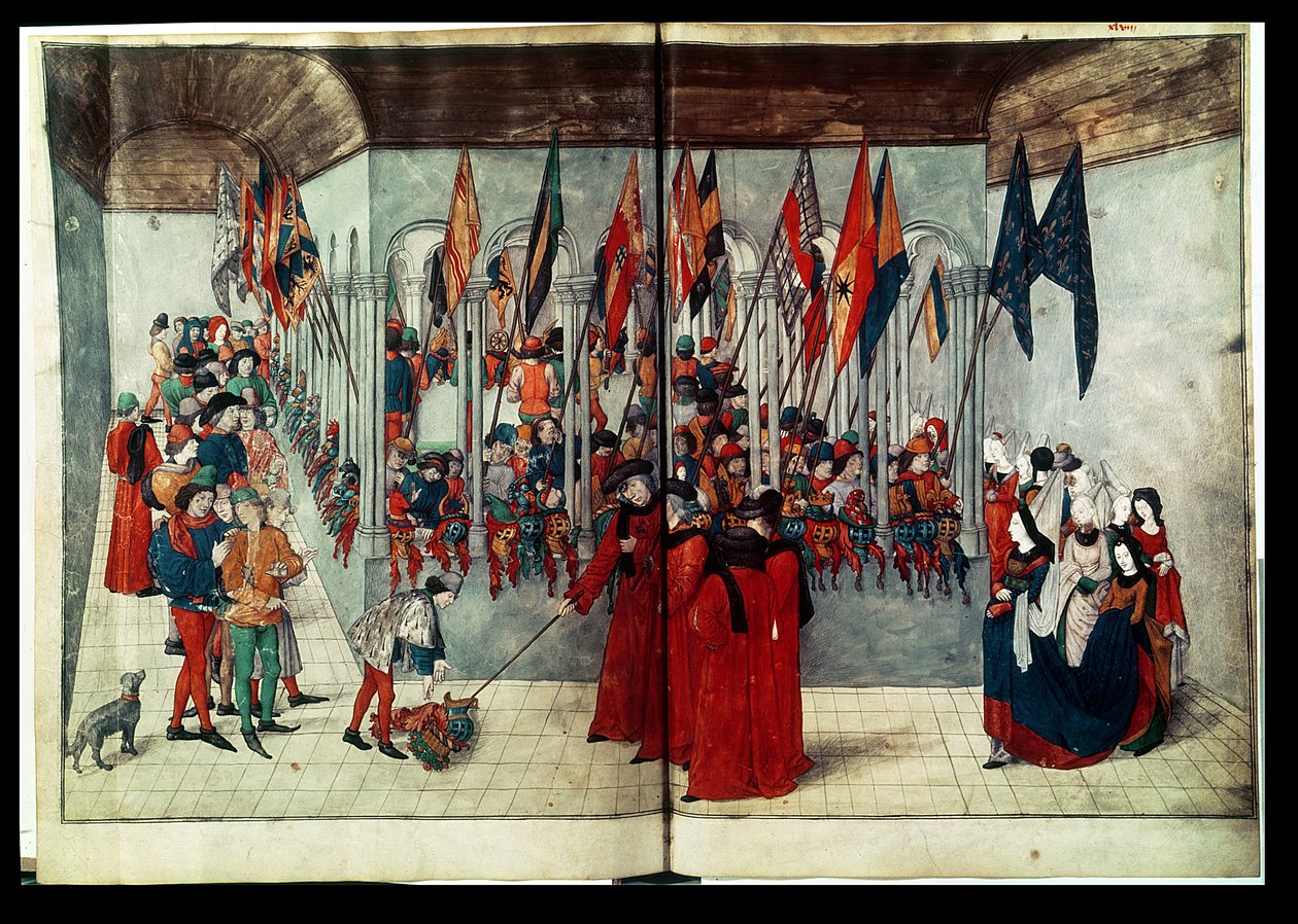 54998 bis Ms. fr. 2692 fol.47v-48r Préparations pour un tournoi, d