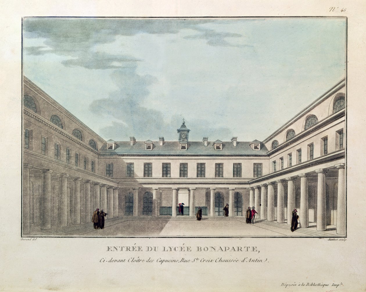 Entrée du Lycée Condorcet, gravée par Janinet - Durand