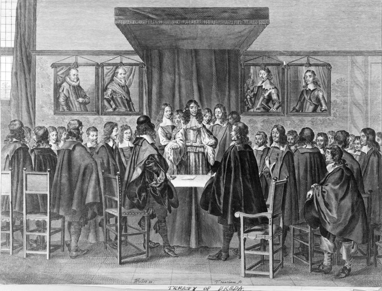 Traité de Breda, 31 juillet 1667, gravé par Theodor Matham (vers 1606-76) - Dutch School