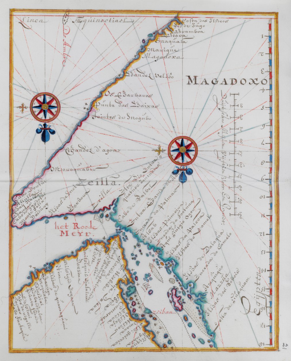 Carte de Magadoxo, Zanzibar. - Dutch School