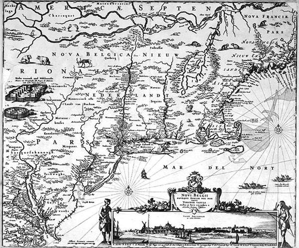 Carte de New Amsterdam, vers 1650 - Dutch School