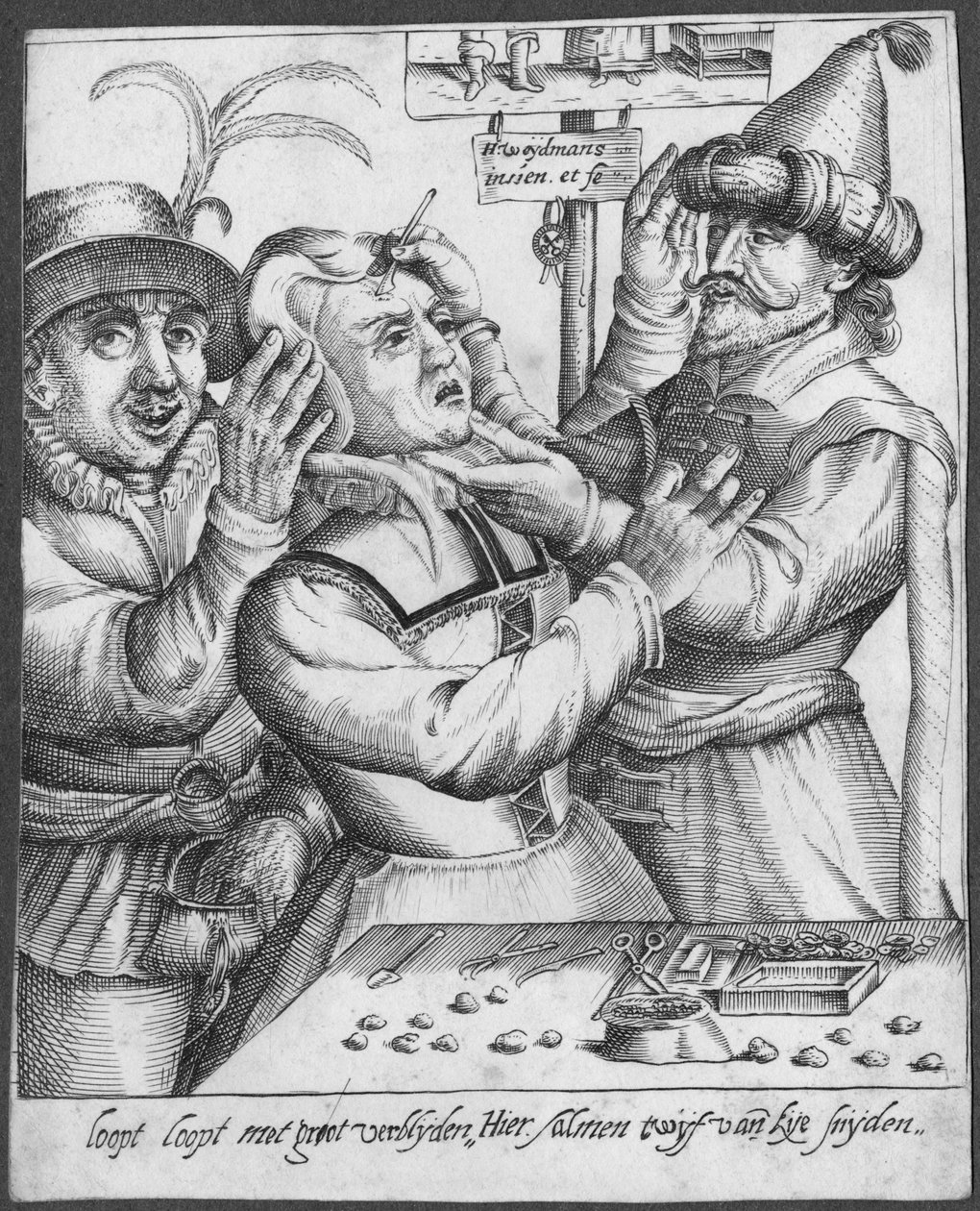 Trépanation, gravé par H. Weydmans (16ème siècle) - Dutch School