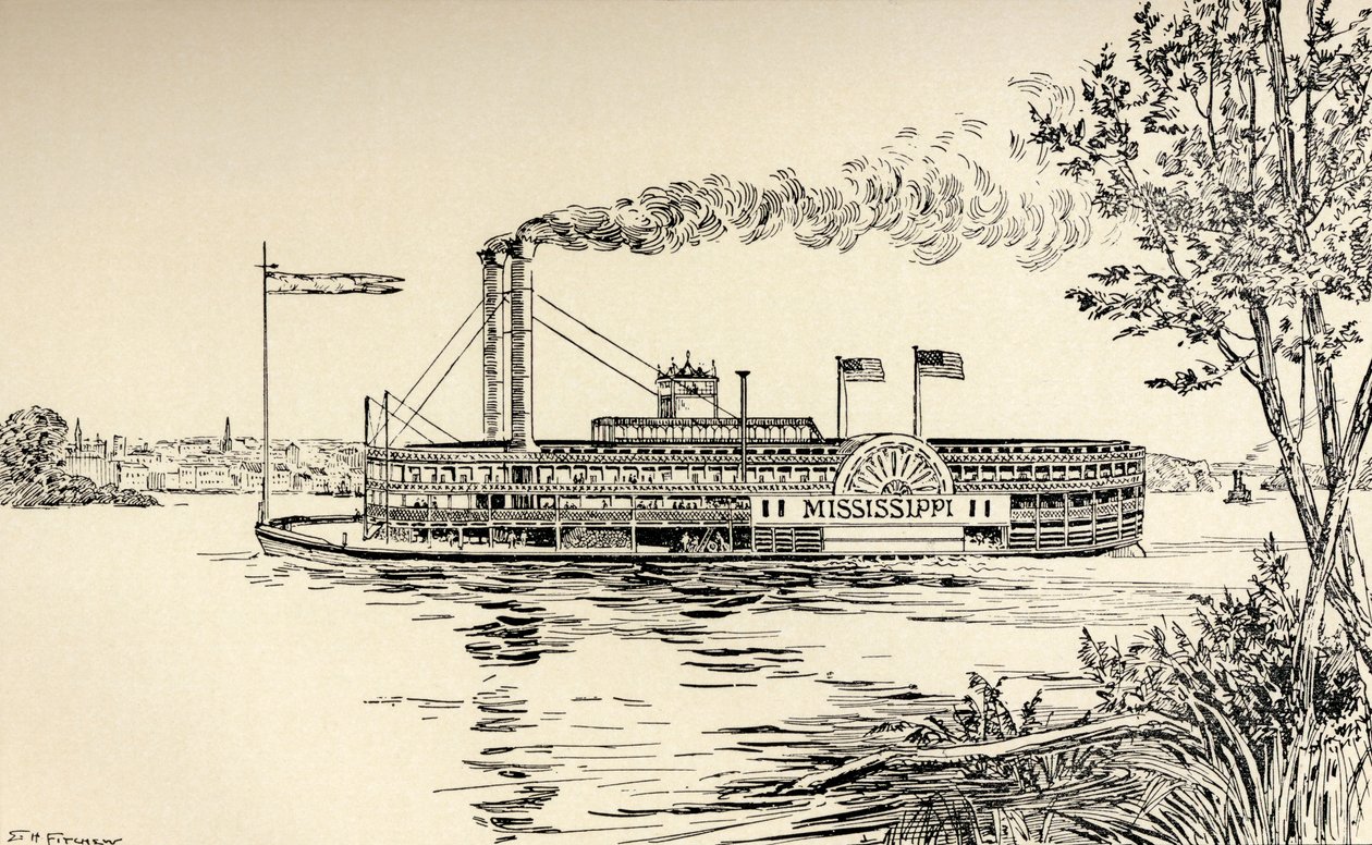 Un vapeur du Mississippi au large de St. Louis, de 