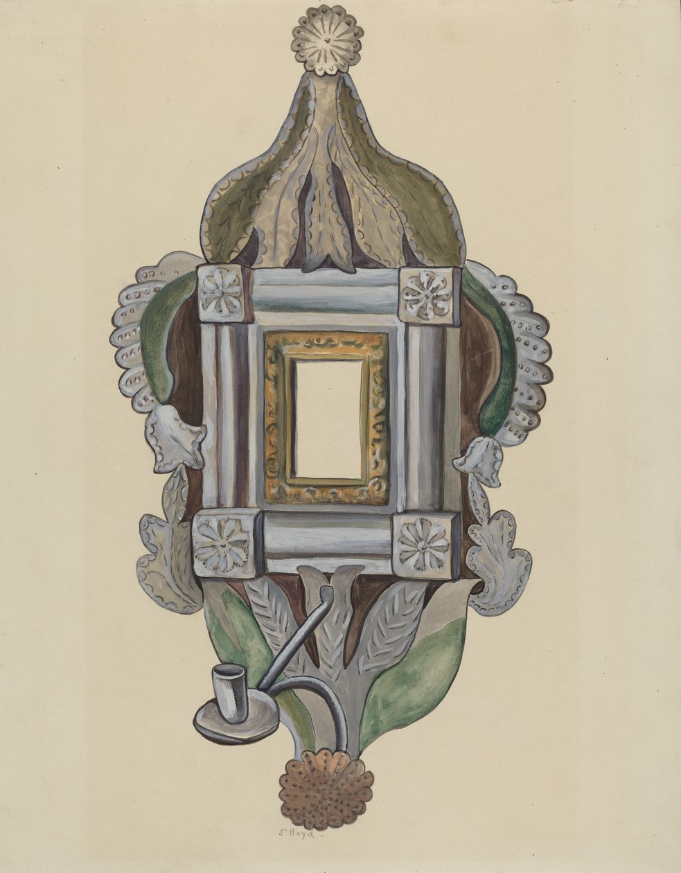 Applique de bougie avec miroir - E. Boyd