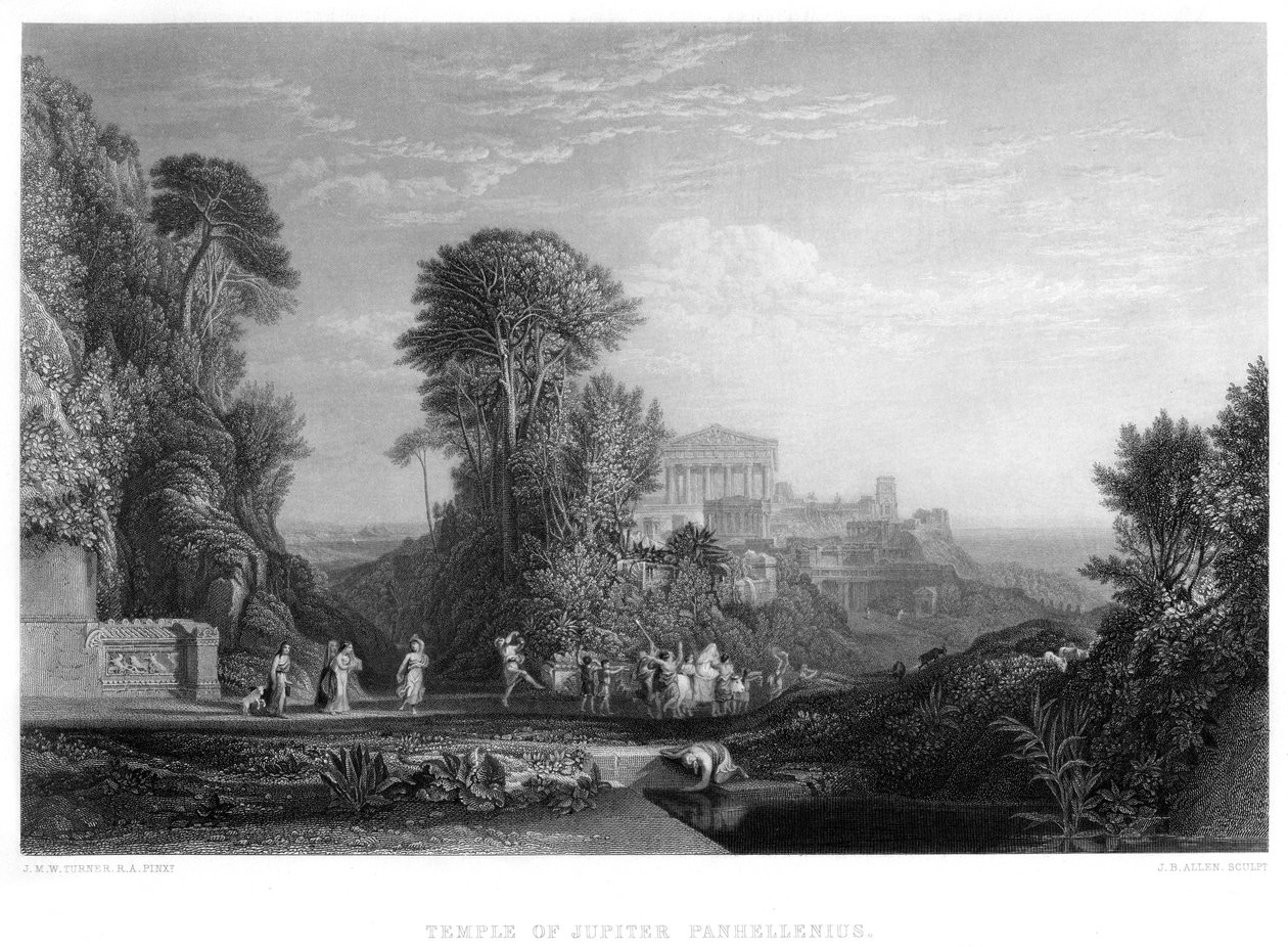 Temple de Jupiter Panhellenius, 19ème siècle - E. Challis
