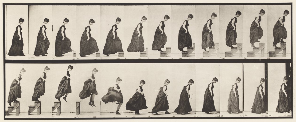Planche 173. Montée des marches et sautant, 1885 - Eadweard Muybridge