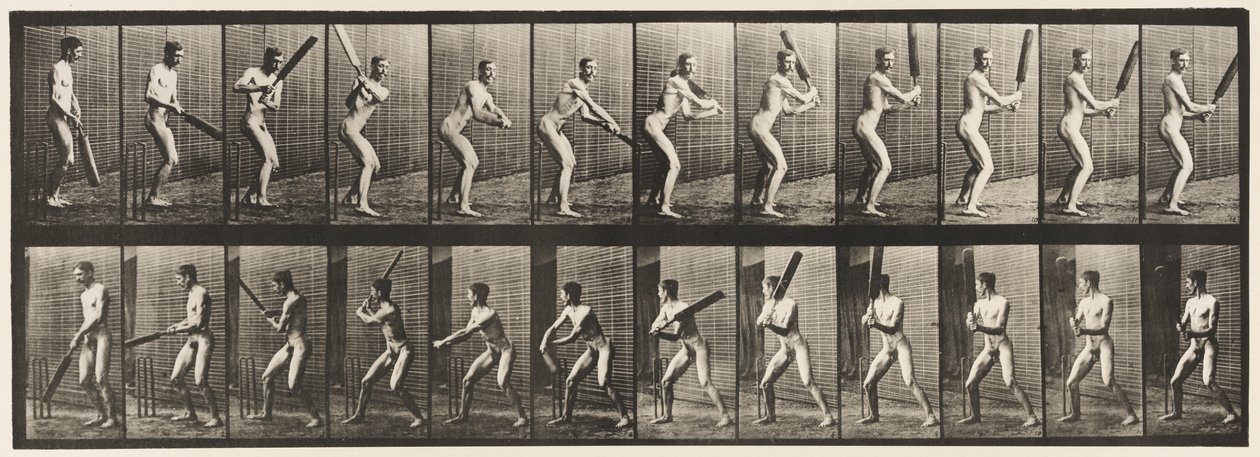Planche 293. Cricket; Battre; Coup arrière, 1885 - Eadweard Muybridge