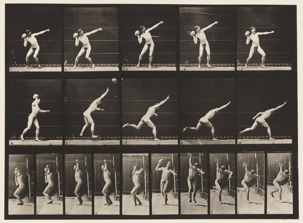 Planche 314. Lancer une pierre de 20 livres - Eadweard Muybridge