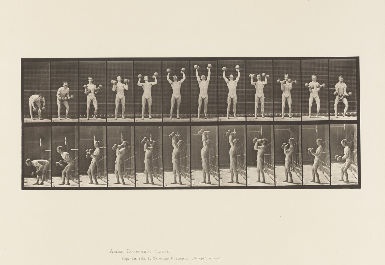 Planche 322. Homme Soulevant des Haltères - Eadweard Muybridge