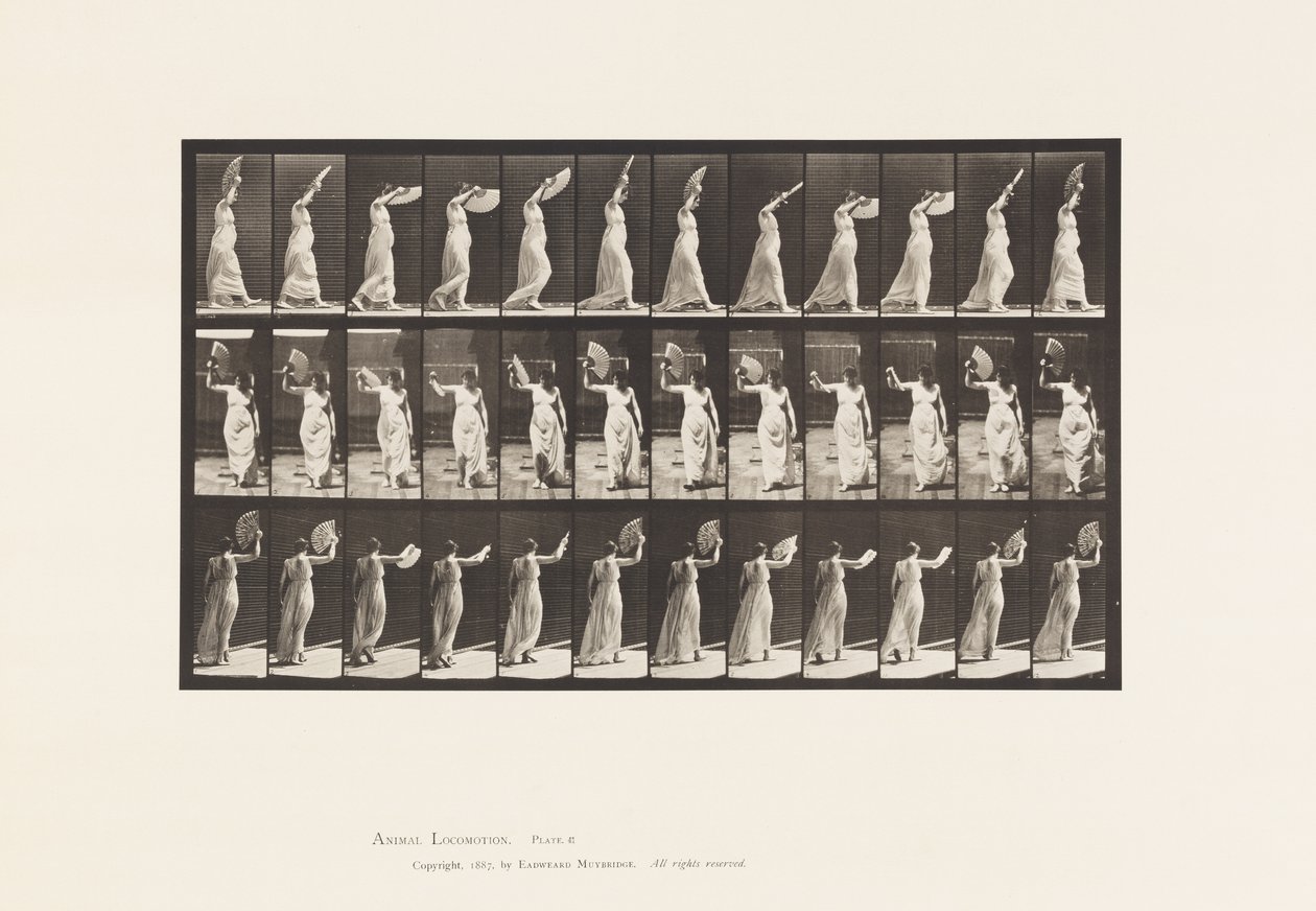 Plaque 41. Marchant, agitant un éventail - Eadweard Muybridge