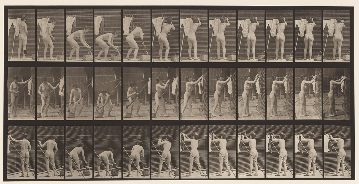 Accrocher des Vêtements sur une Corde, 1872-1885 - Eadweard Muybridge