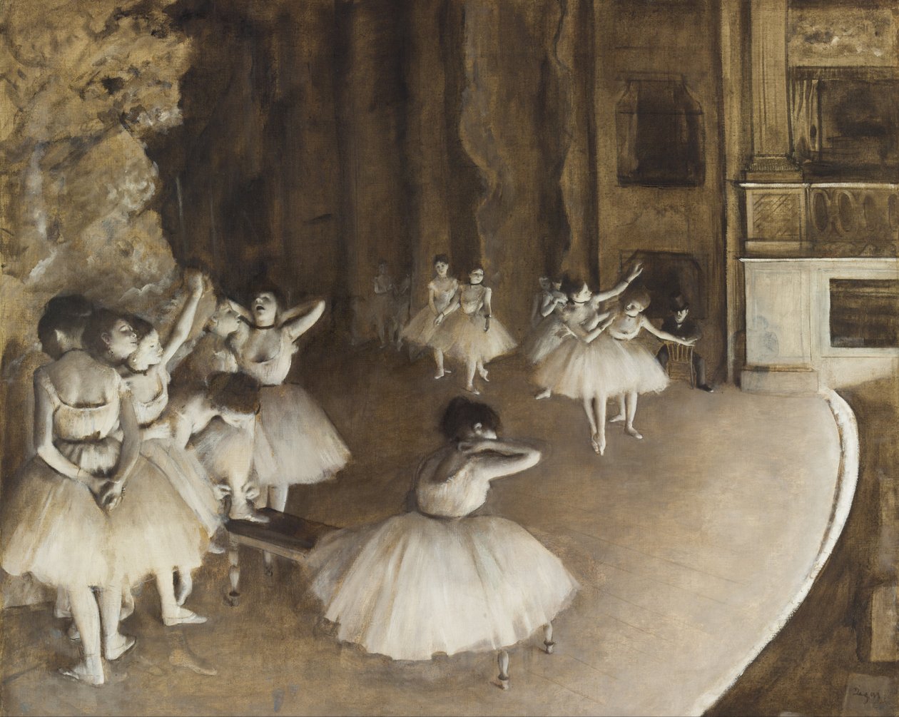 Répétition de ballet sur scène - Edgar Degas