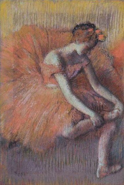Danseuse ajustant sa sandale - Edgar Degas