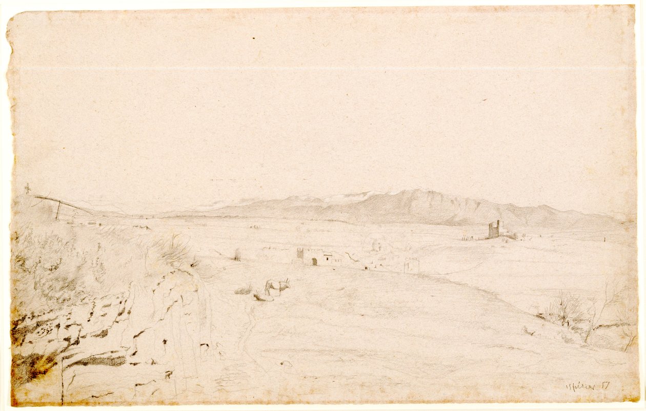 Paysage Romain, probablement face au Mont Lepini, au-delà de la ville de Velletri, 1857 - Edgar Degas