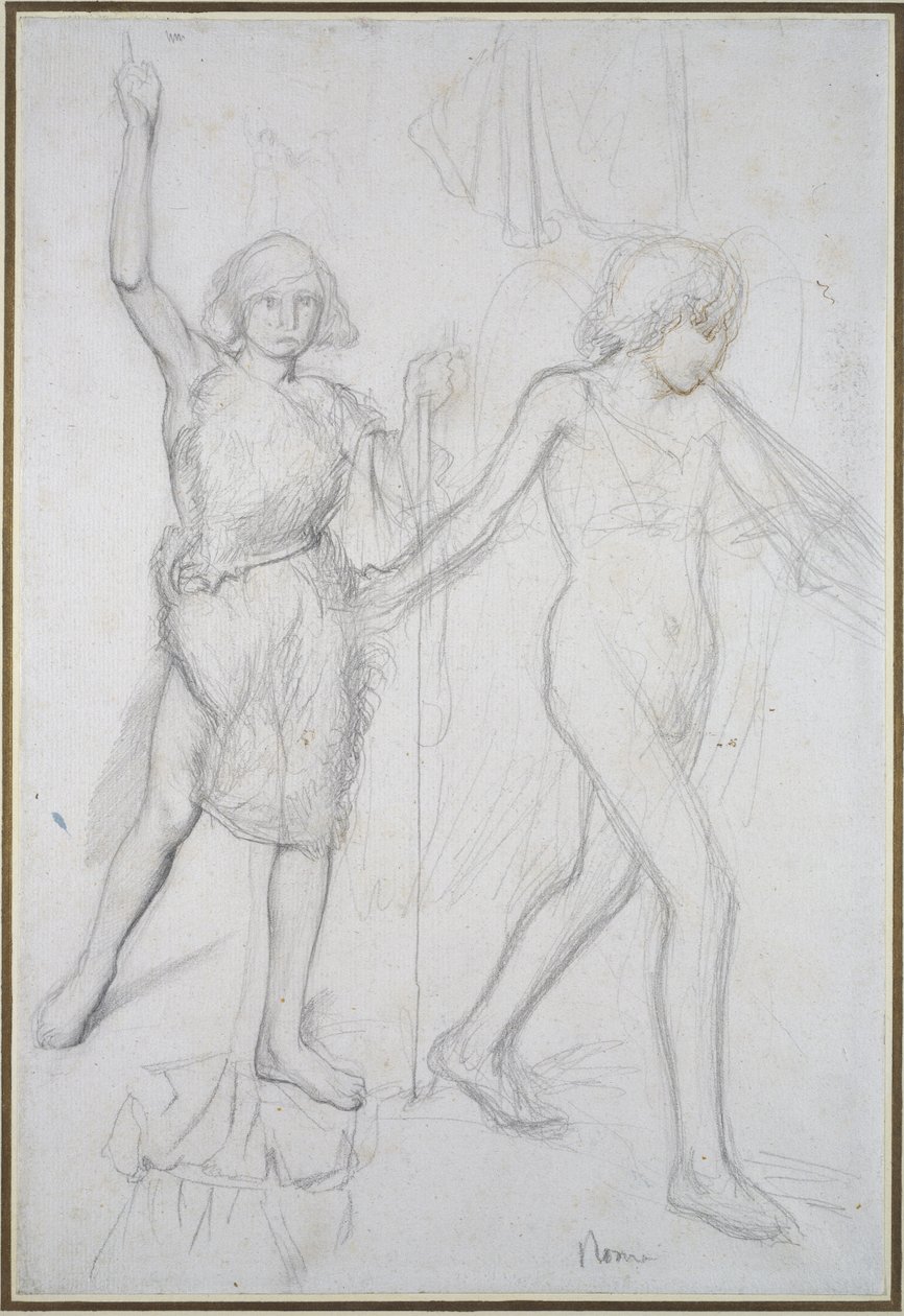 Saint Jean-Baptiste avec un Ange marchant devant lui, à droite - Edgar Degas