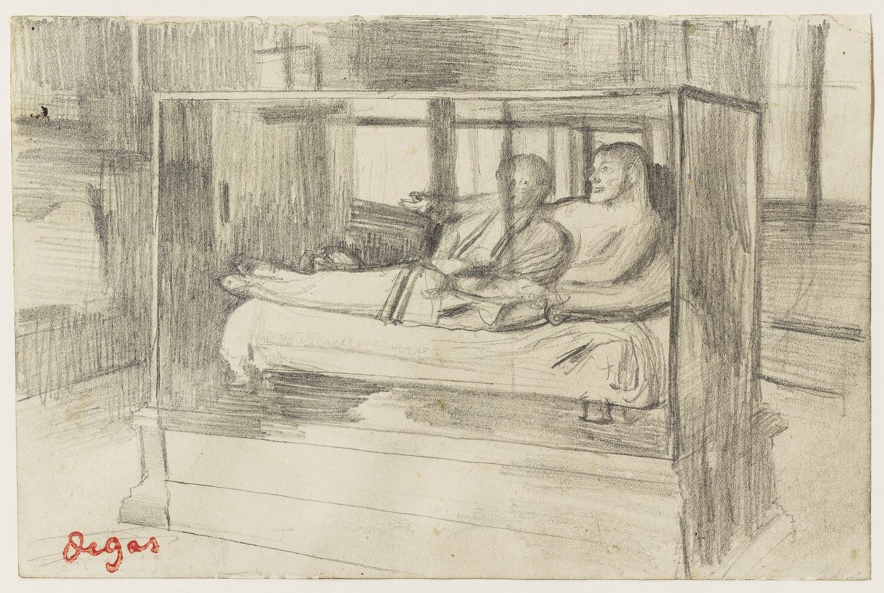 Au Louvre : Le Sarcophage étrusque, vers 1879 - Edgar Degas