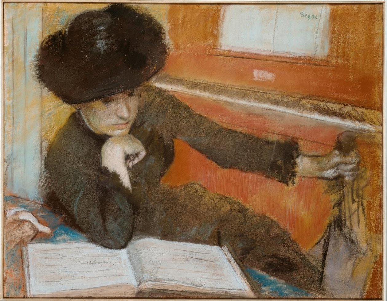 Femme assise devant un piano - Edgar Degas