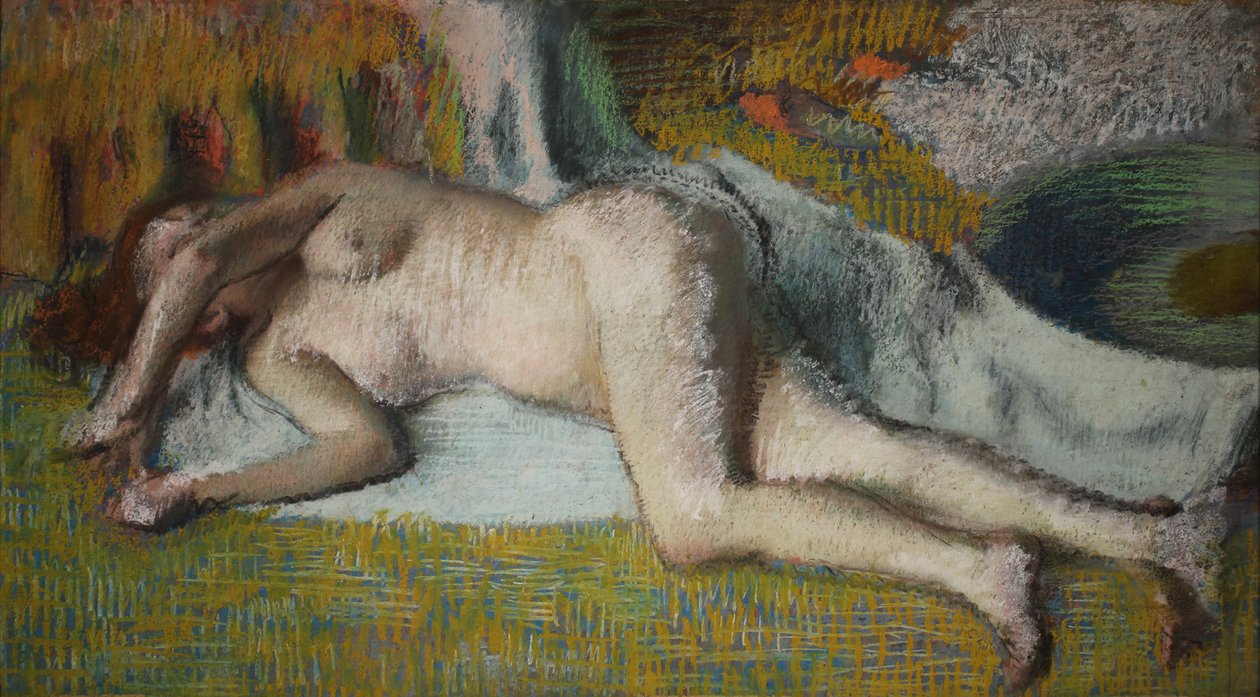 French: Après le bain (femme nue couchée) - Edgar Degas