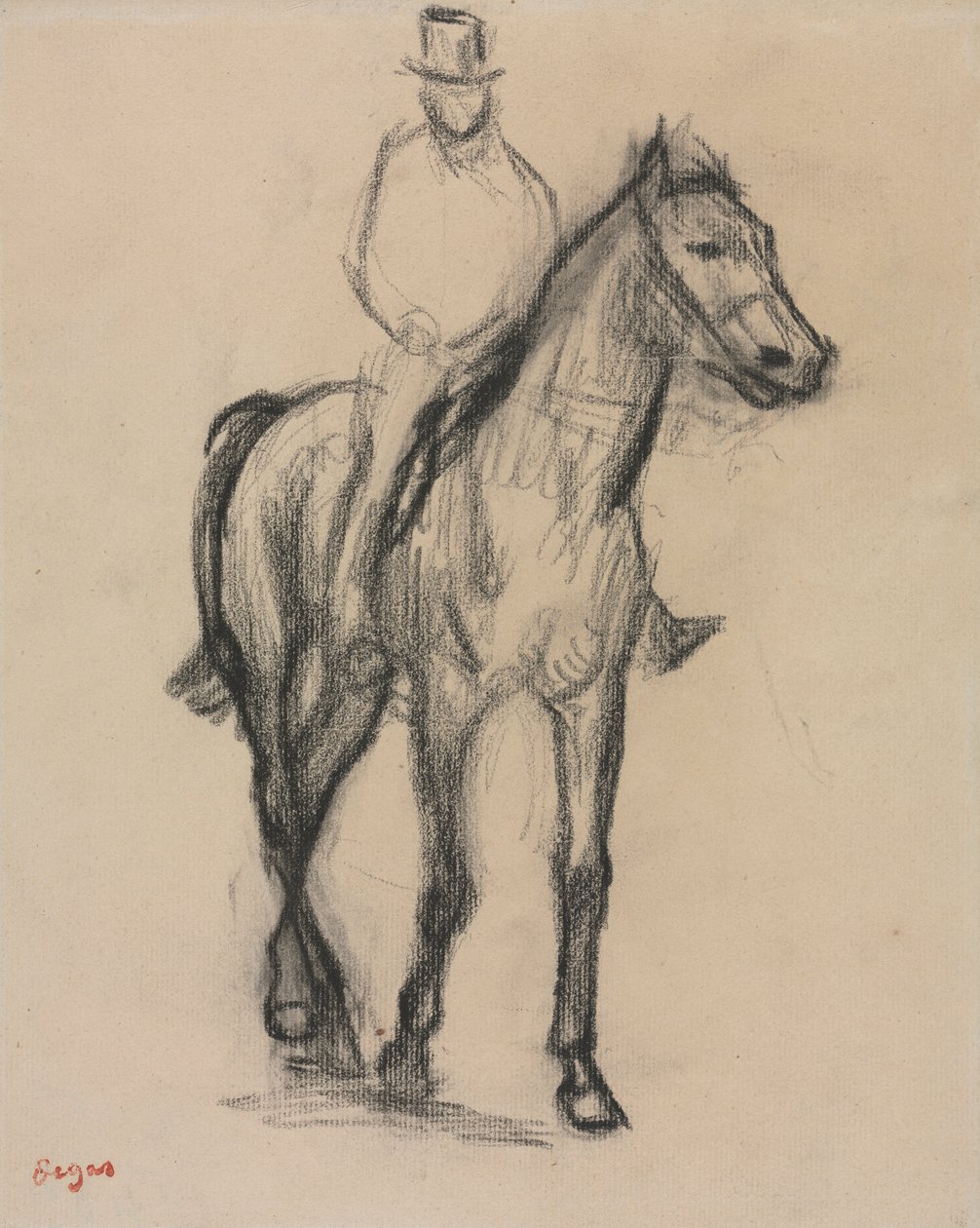 Cheval et cavalier, vers 1890 (craie noire) - Edgar Degas