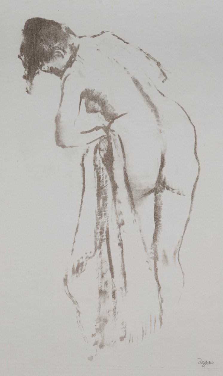 Femme nue avec serviette, debout - Edgar Degas