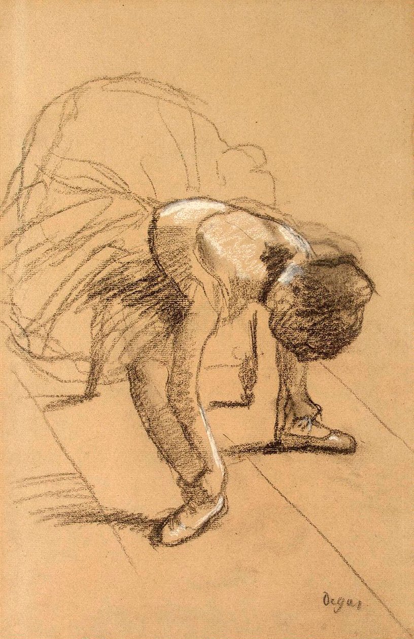 Danseuse assise ajustant ses chaussures, vers 1876 - Edgar Degas