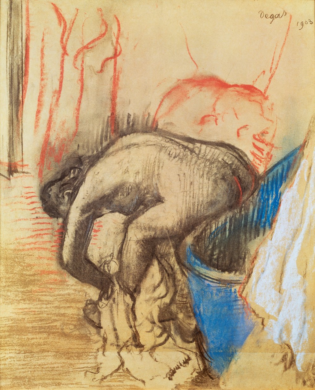 Femme séchant sa jambe gauche - Edgar Degas