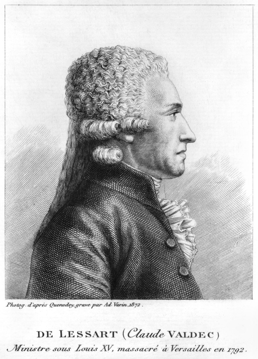 Portrait de Claude Valdec de Lessart (1741-92) gravé par Ad. Varin, 1872 - Edme Quenedey