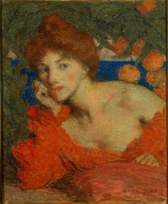 Sous les orangers, femme à Amalfi - Edmond Aman Jean