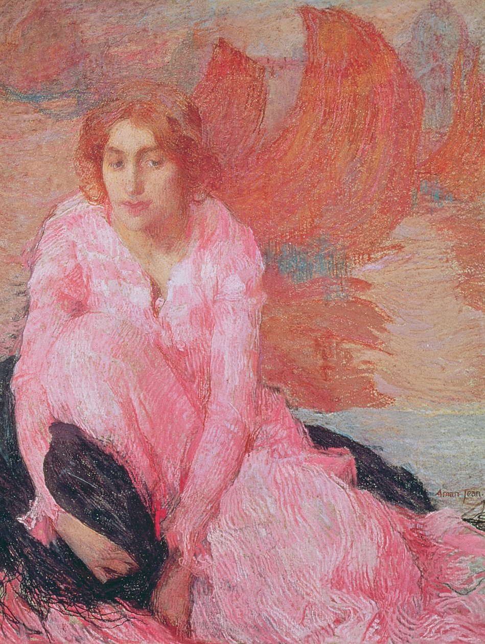 Dame en rose - Edmond François Aman Jean