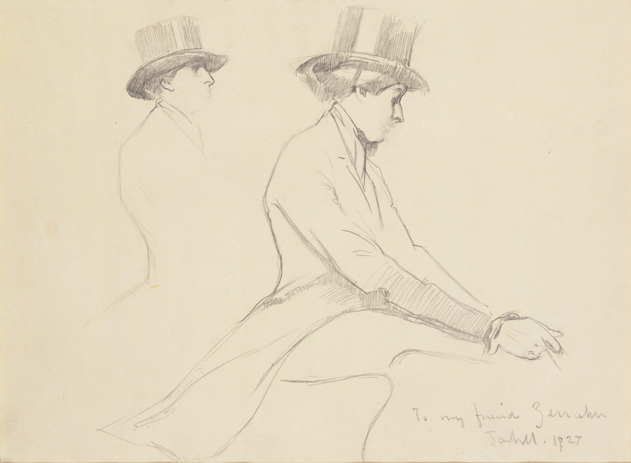 Figures équestres (crayon sur papier) - Edmund Charles Tarbell