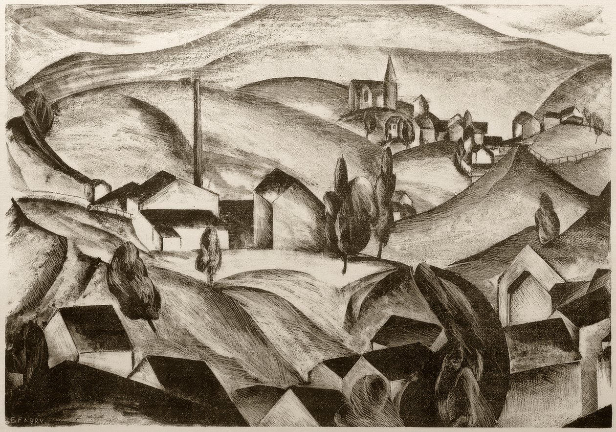 Paysage avec maisons - Edmund Fabry
