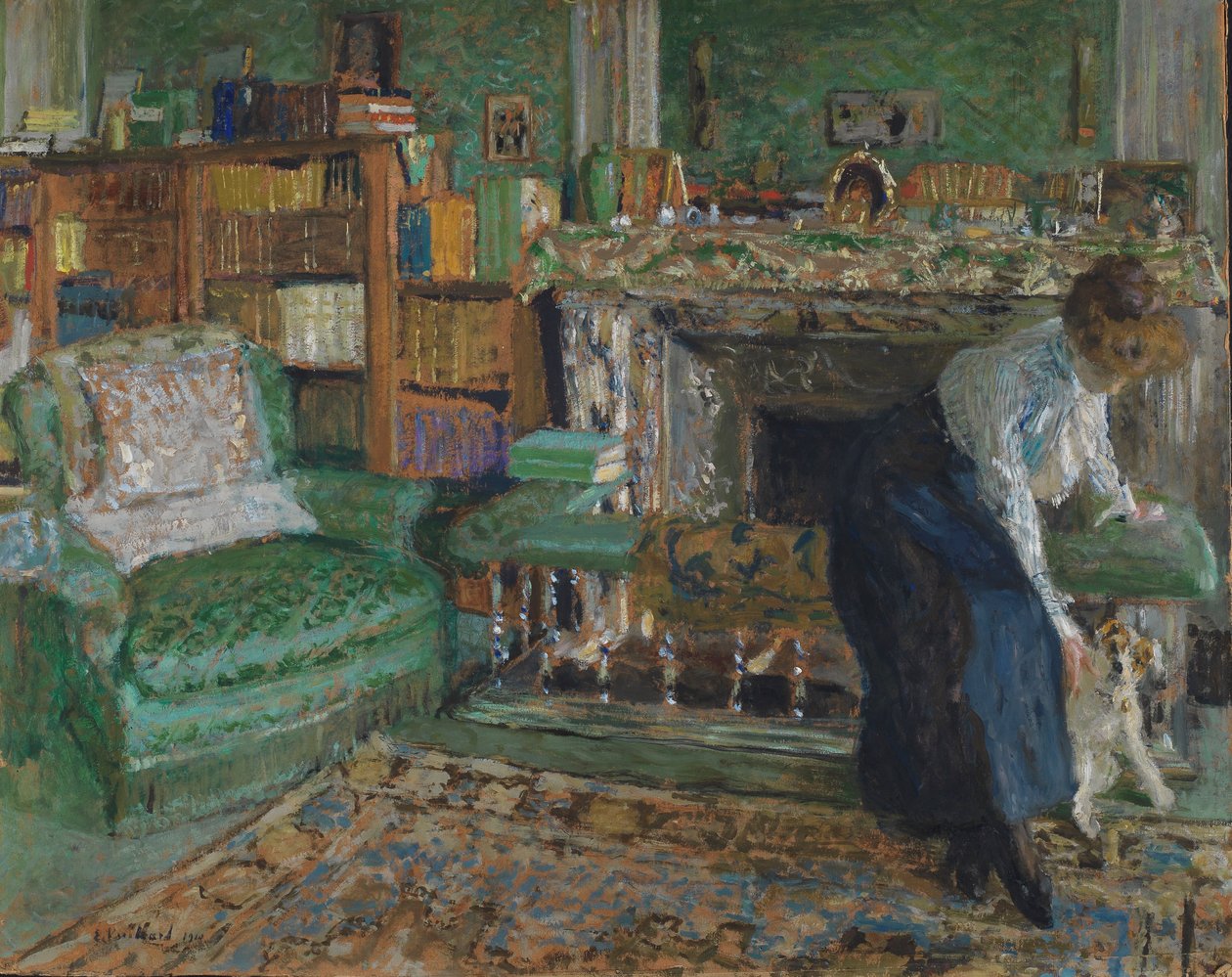 Marguerite Chapin dans son appartement avec son chien, 1910 - Edouard Vuillard