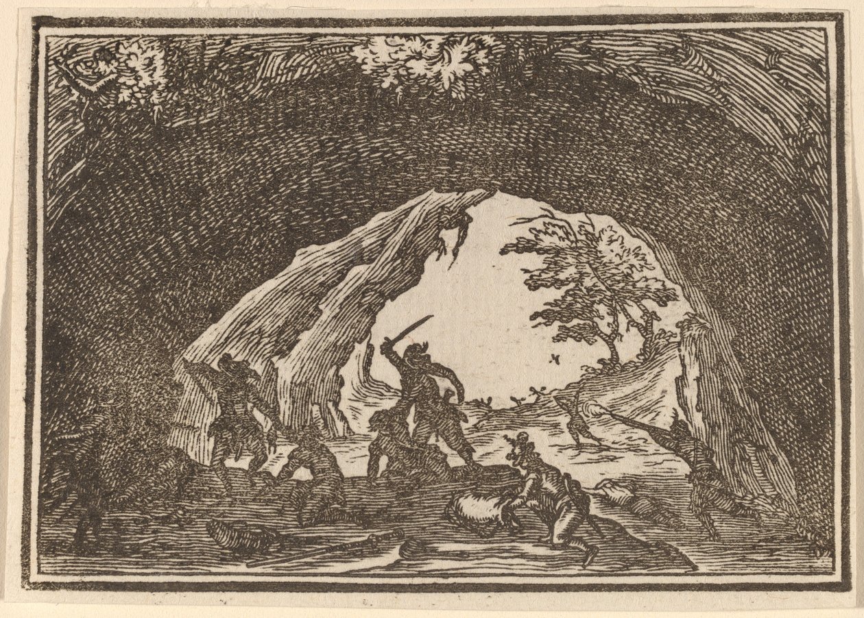 Soldats attaquant des voleurs - Edouard Eckman after Jacques Callot
