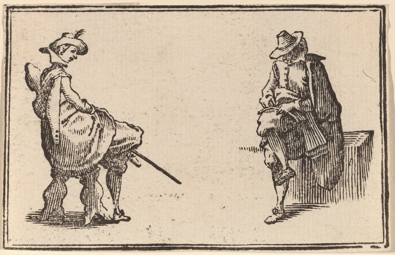 Deux figures assises - Edouard Eckman after Jacques Callot