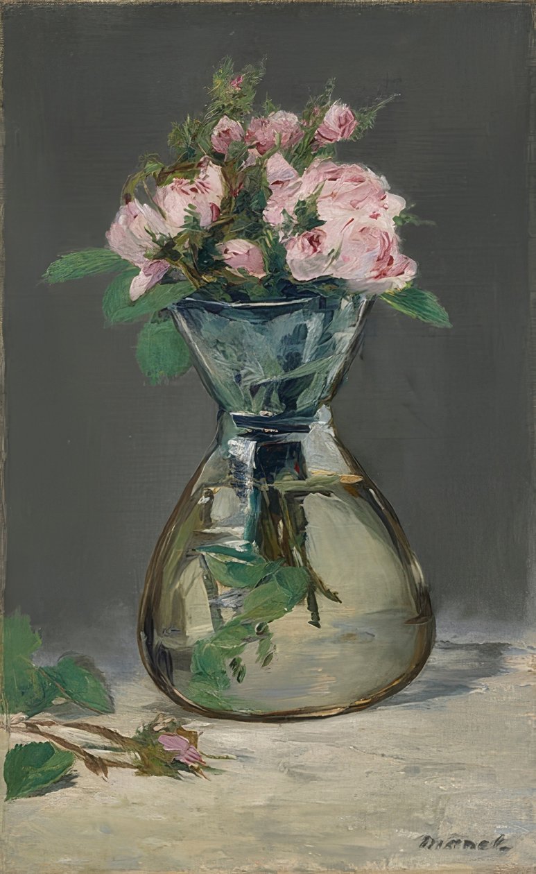 Roses mousseuses dans un vase. 1882 - Édouard Manet