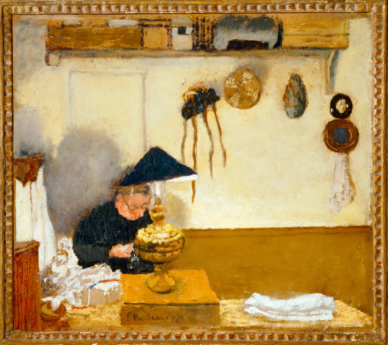 Madame Vuillard cousant ... (huile sur toile) - Edouard Vuillard