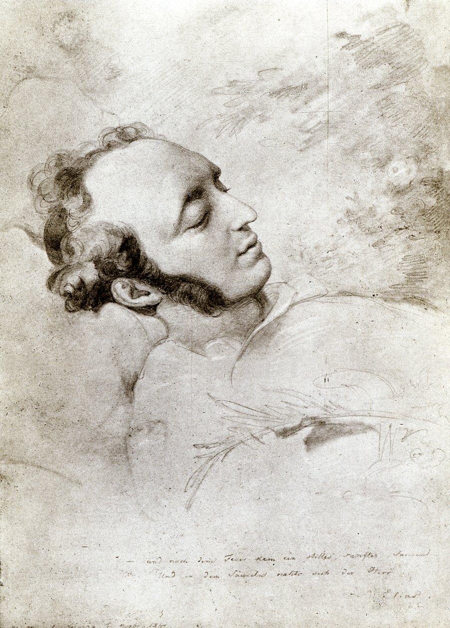 Felix Mendelssohn (1809-47) sur son lit de mort, vers 1847 - Eduard Bendemann