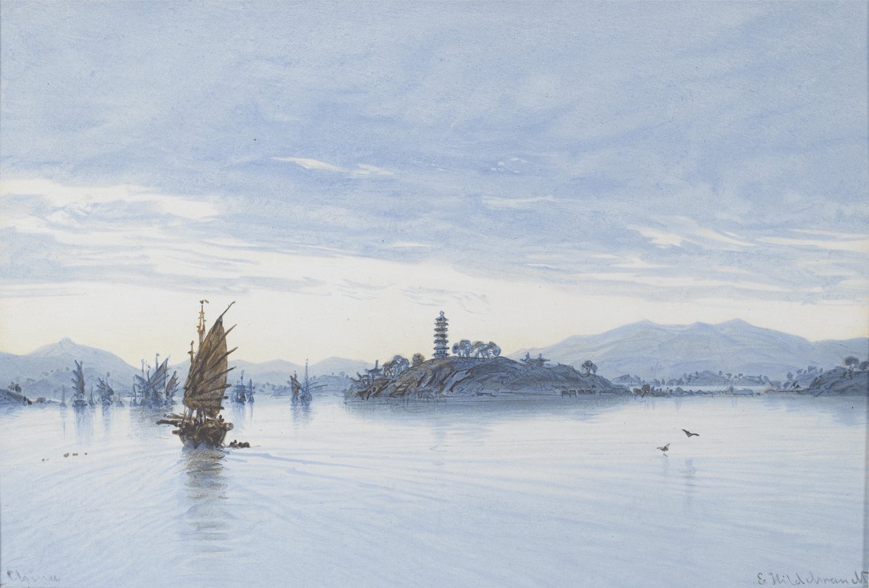 Vue sur la rivière des Perles, Macao - Eduard Hildebrandt