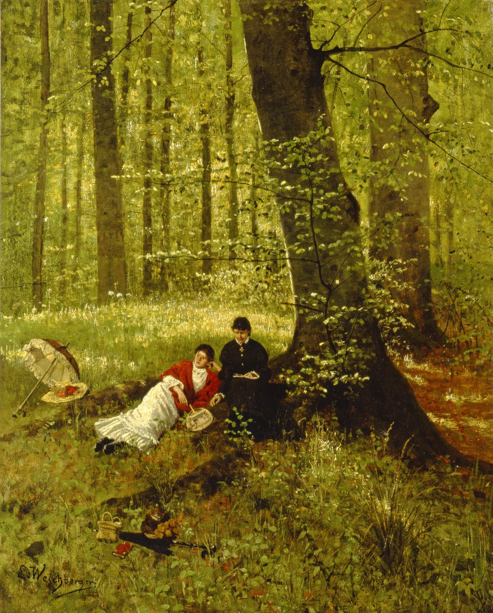 Lecture dans les bois - Eduard Weichberger