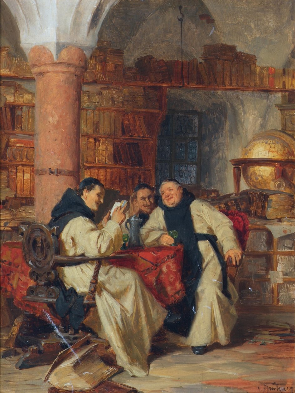Dans la bibliothèque du monastère - Eduard Theodor Ritter von Grützner