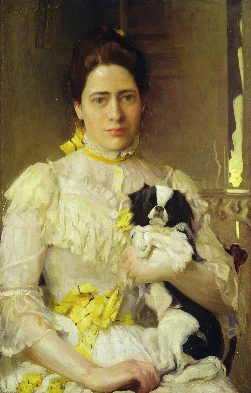 Dame avec un chien de compagnie - Eduardo Leon Garrido