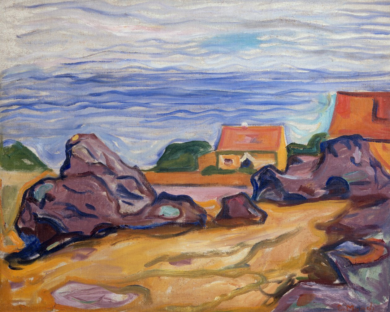 Deux maisons à Borre - Edvard Munch