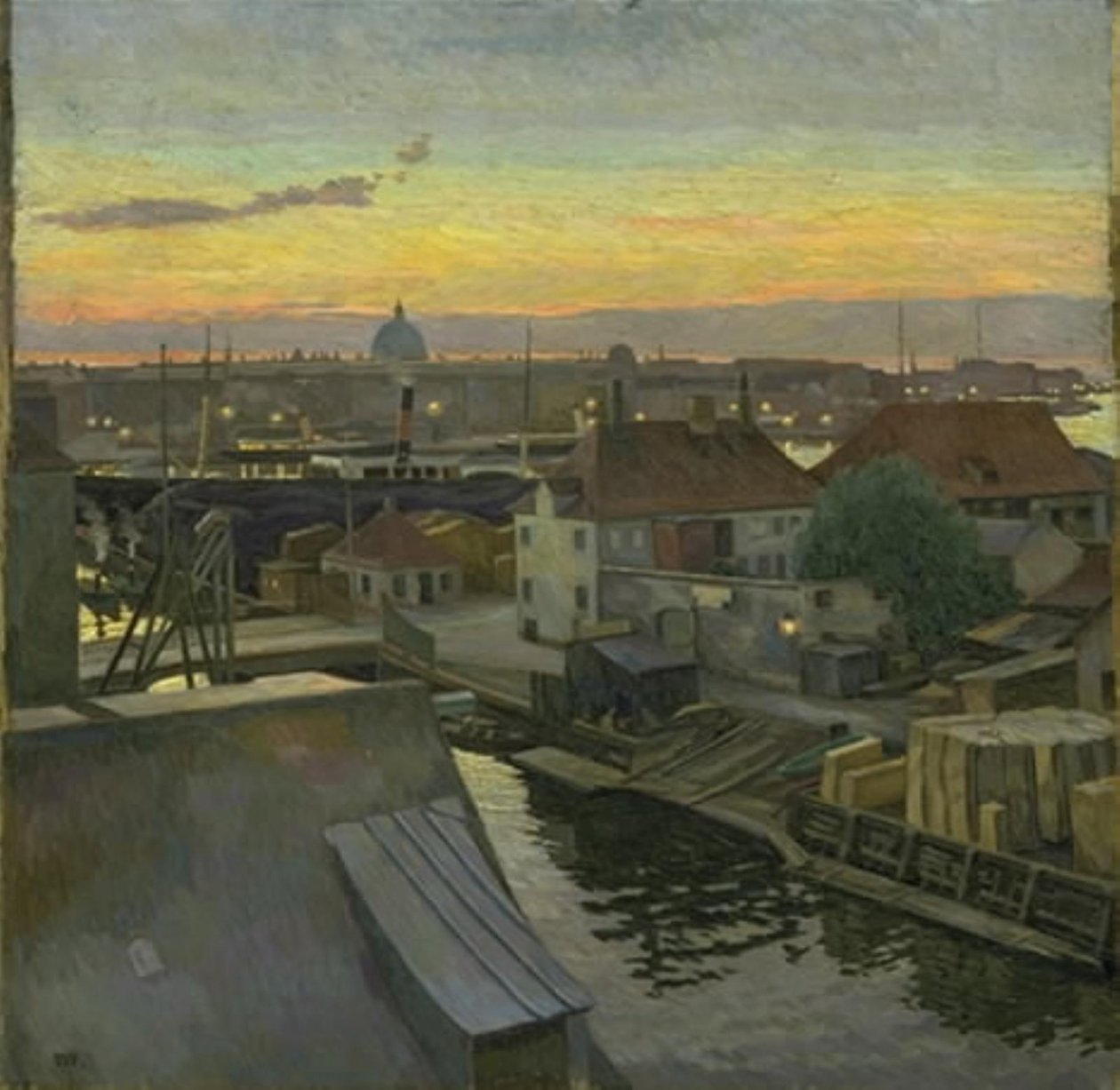 Vue sur Wilders Plads à Christianshavn. Soir - Edvard Weie