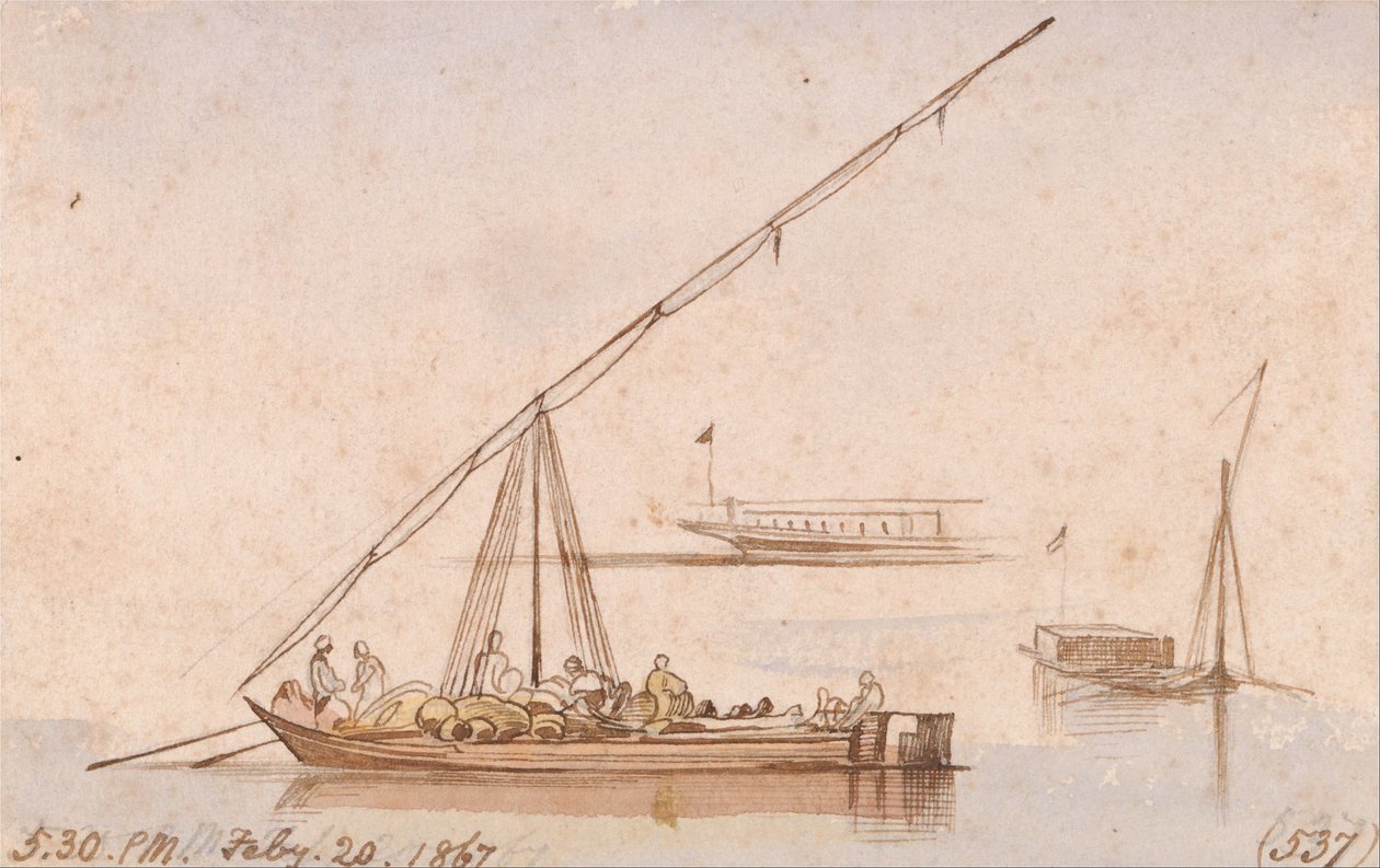 Bateaux sur le Nil - Edward Lear