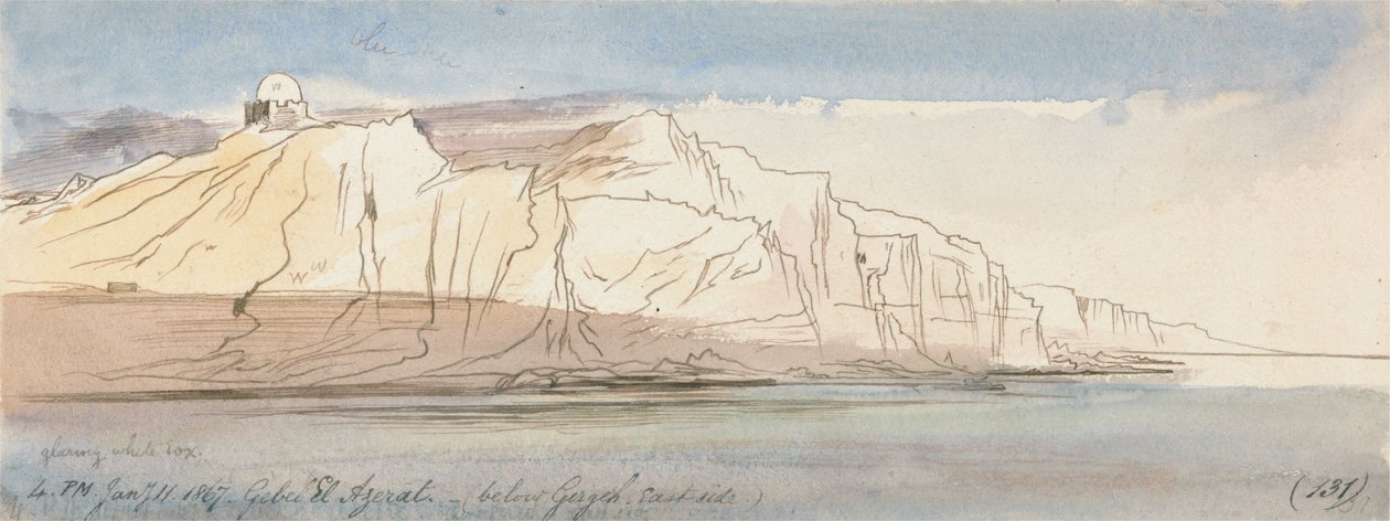 Gebel el Azerat (en dessous de Girgeh, côté est) - Edward Lear